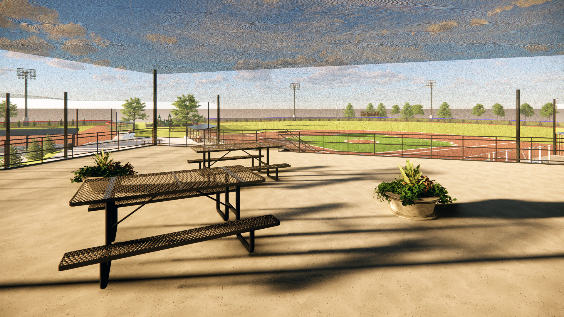 Rendering of the Elevated Viewing Deck at the new CiCo baseball/softball complex